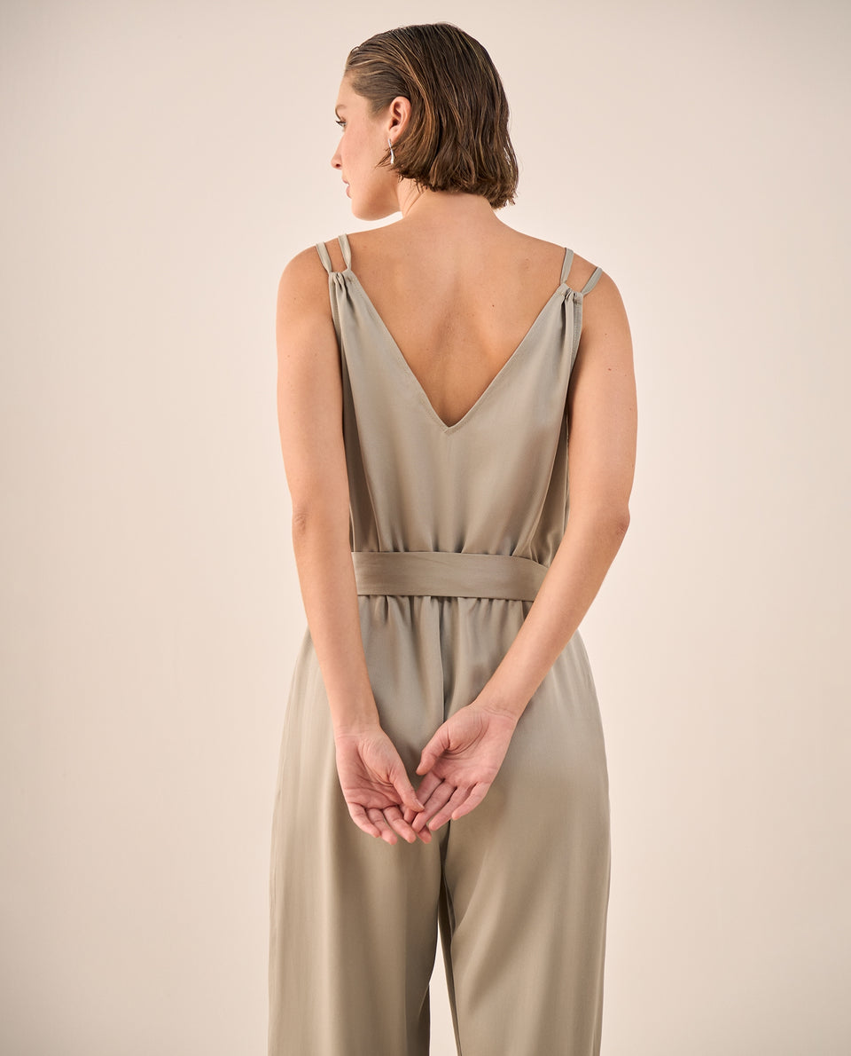 Enterizo Cruzado Beige con Tirantes Ajustables - Café 34_499G001_CAF160205_5