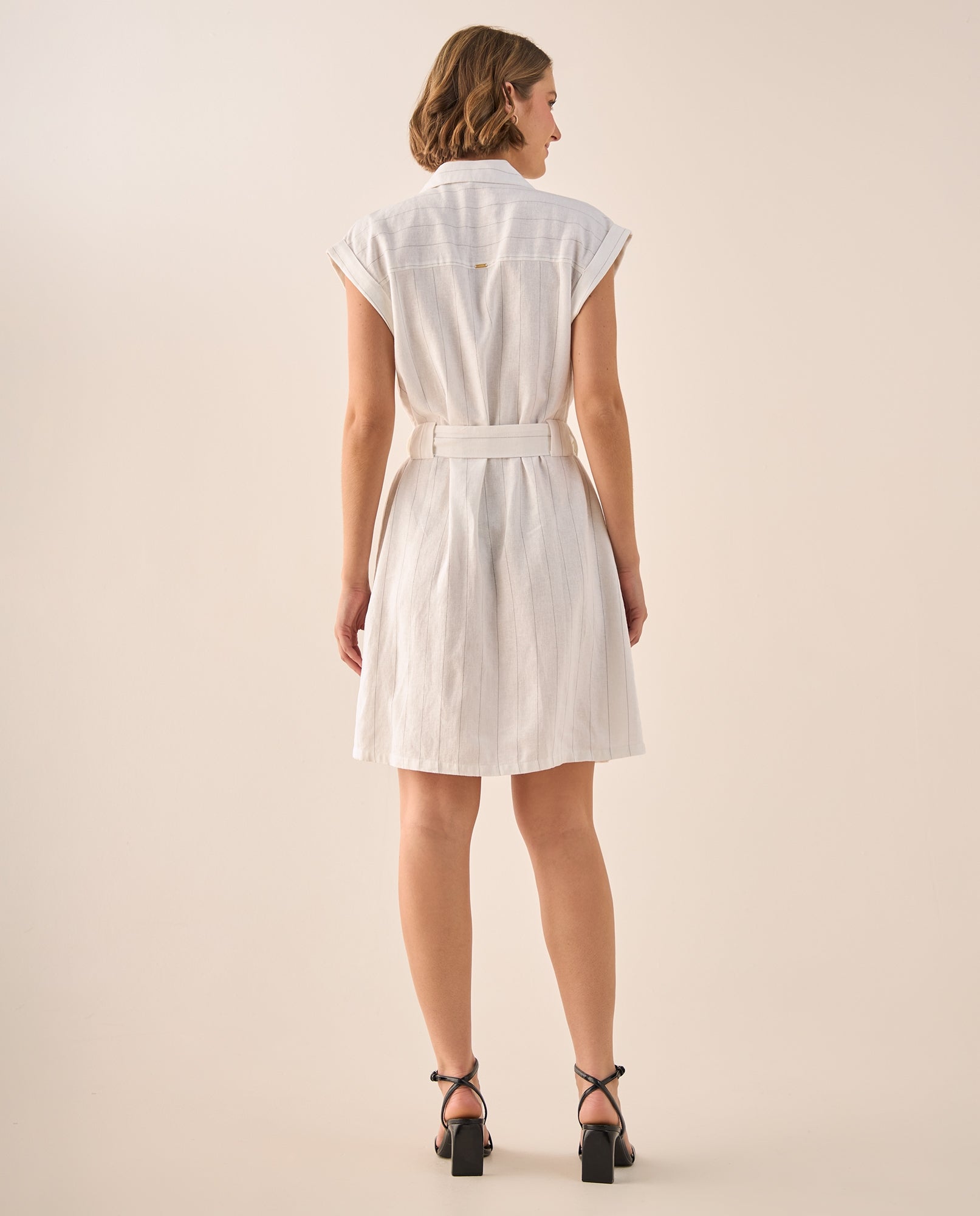 Vestido Camisero Rayas Doradas Premium - Blanco 34_499G004_BLA110601_5