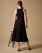 Vestido Midi con Falda Plisada - Negro 34_499G005_NEG190303_5