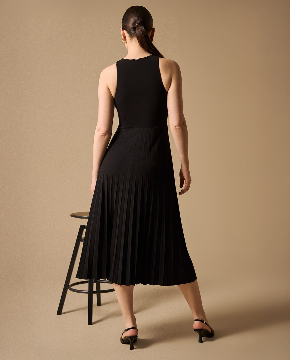 Vestido Midi con Falda Plisada - Negro 34_499G005_NEG190303_5