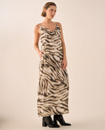 Vestido Midi con Estampado Animal Sofisticado - Gris
