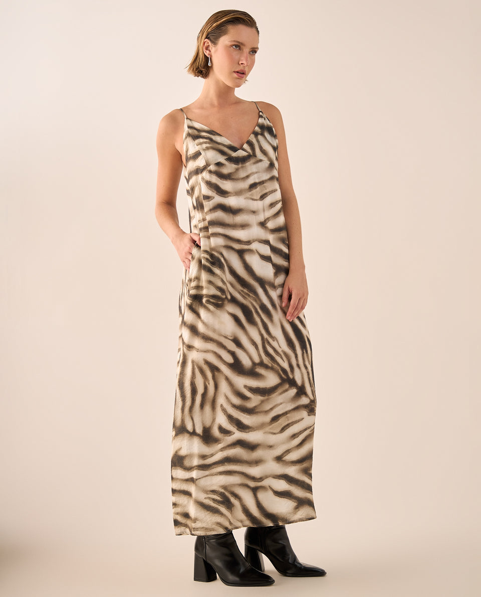 Vestido Midi con Estampado Animal Sofisticado - Gris 34_499G008_GRI170205_3