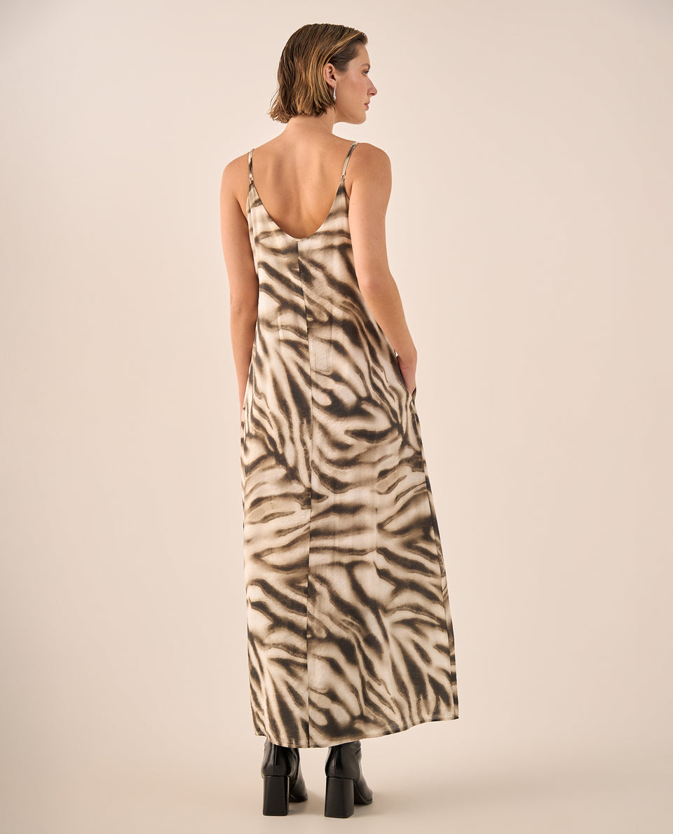 Vestido Midi con Estampado Animal Sofisticado - Gris 34_499G008_GRI170205_6