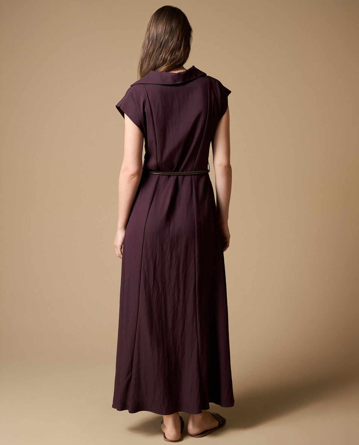 Vestido largo con escote en V - Morado 34_499H000_MOR191619_5