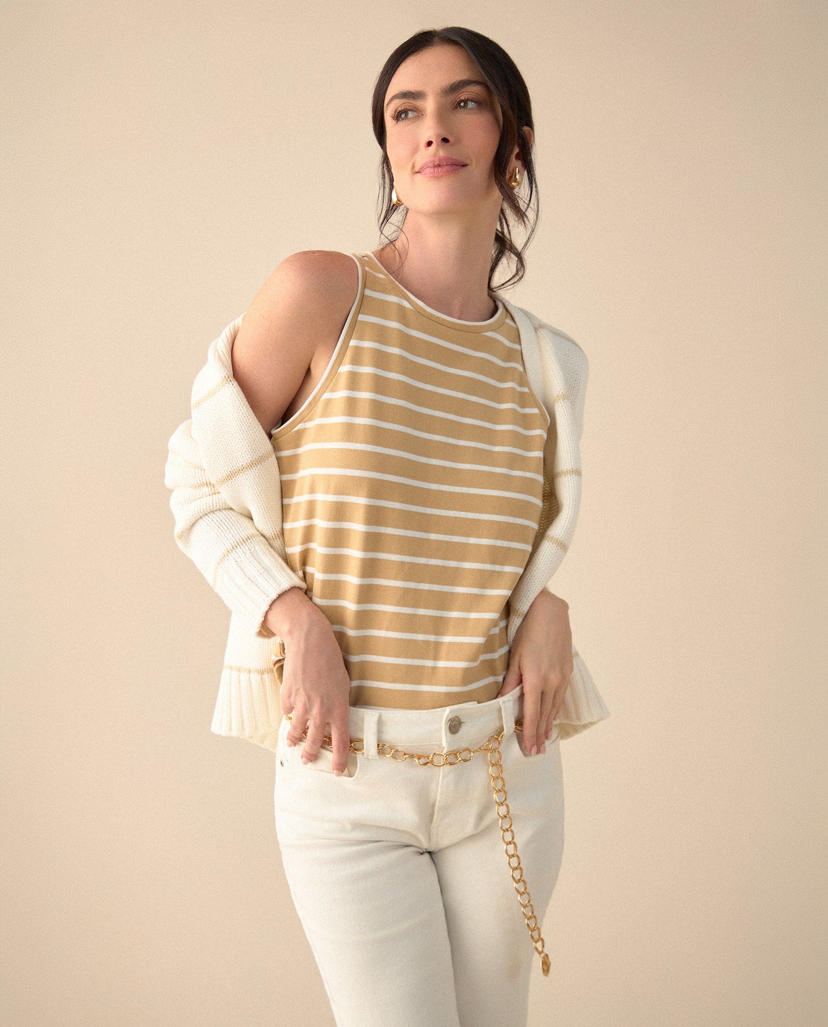 Camiseta manga sisa para mujer - Beige 34_601G000_BEI151116_6