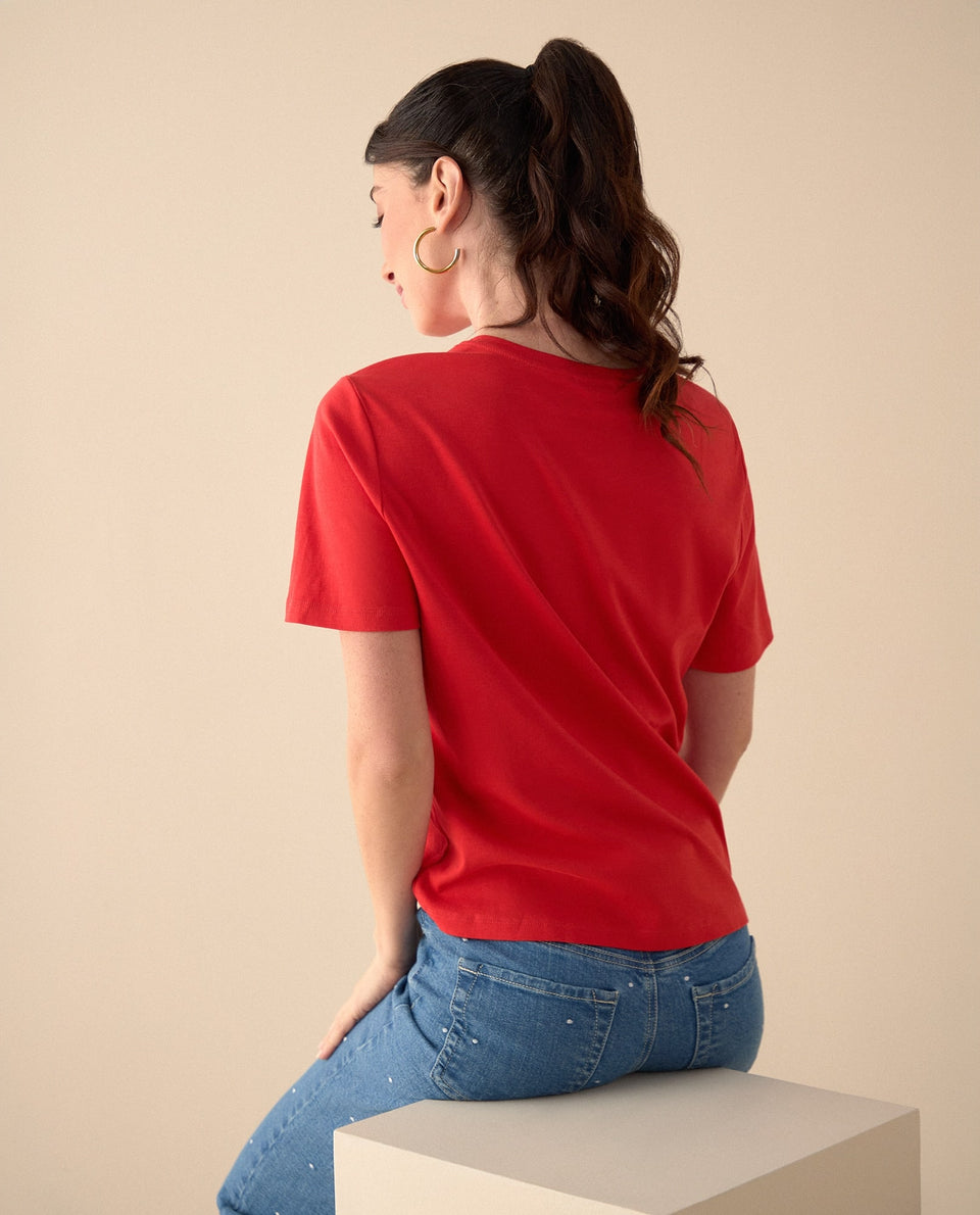 Camiseta con textura para mujer - Rojo 34_601G004_ROJ181763_4