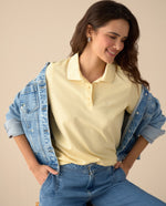 Camiseta polo con mini print - Amarillo