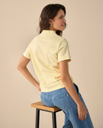 Camiseta polo con mini print - Amarillo