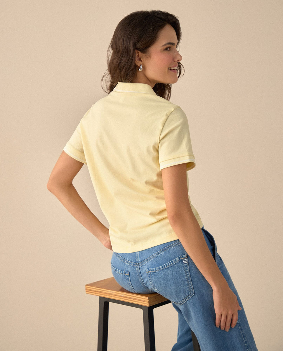 Camiseta polo con mini print - Amarillo 34_601G100_AMA120712_4