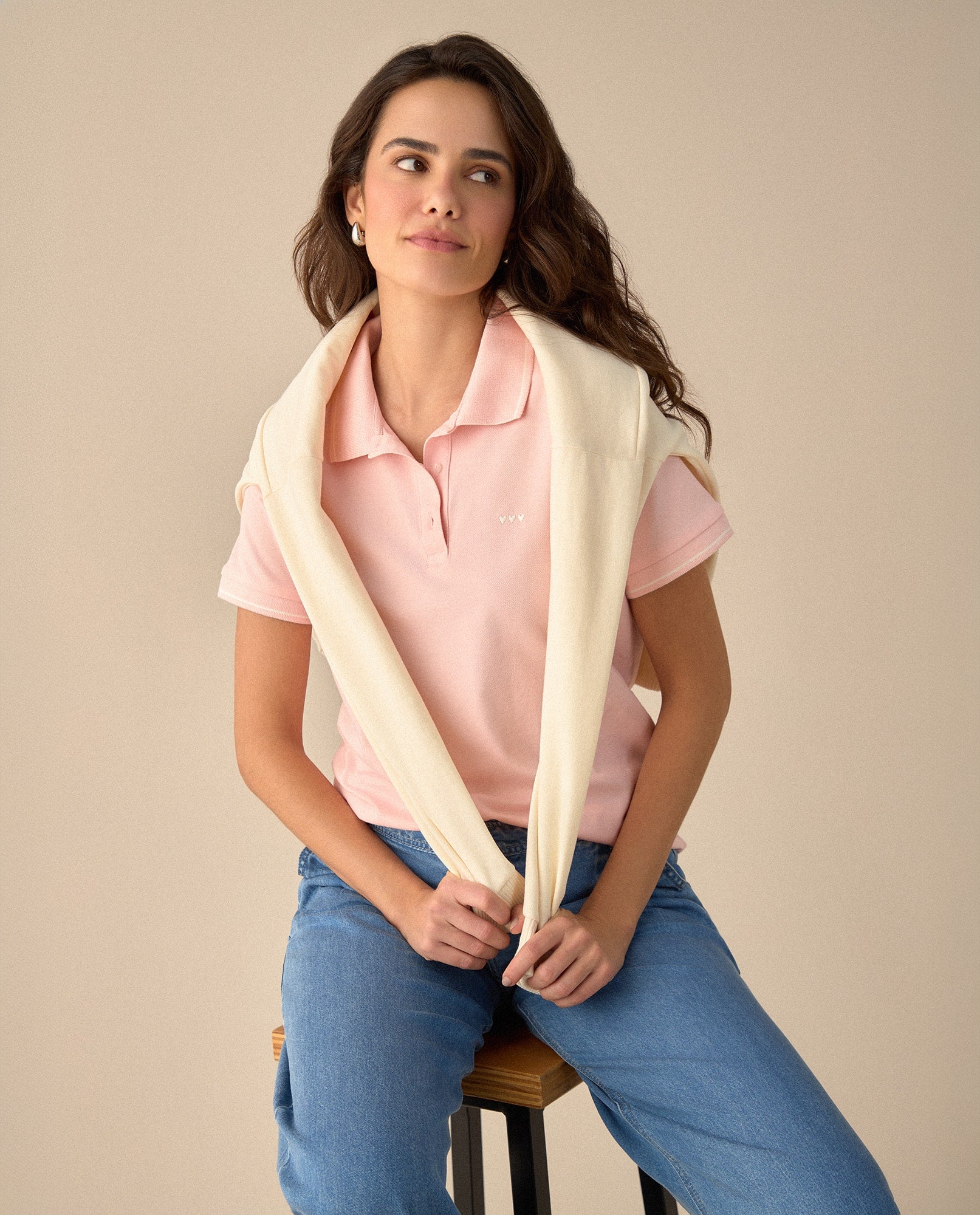 Camiseta polo con mini print - Rosa 34_601G100_ROS152213_0