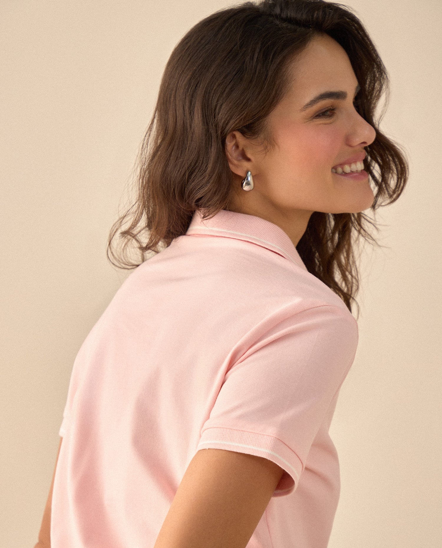 Camiseta polo con mini print - Rosa