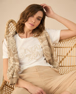 Camiseta con detalle bordado en frente para mujer - Crudo