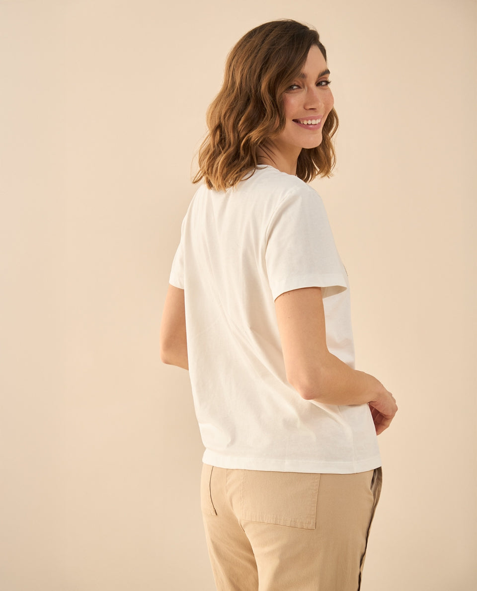 Camiseta con detalle bordado en frente para mujer - Crudo 34_601G104_CRU110103_4