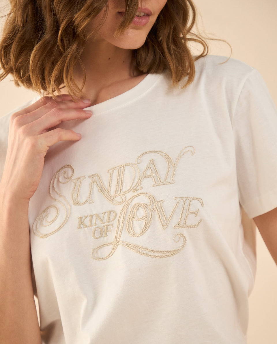 Camiseta con detalle bordado en frente para mujer - Crudo 34_601G104_CRU110103_5