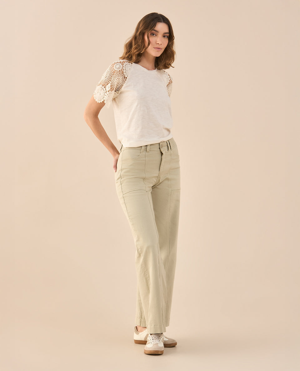 Camiseta con detalles desagujados para mujer - Beige 34_601G201_BEI130607_7