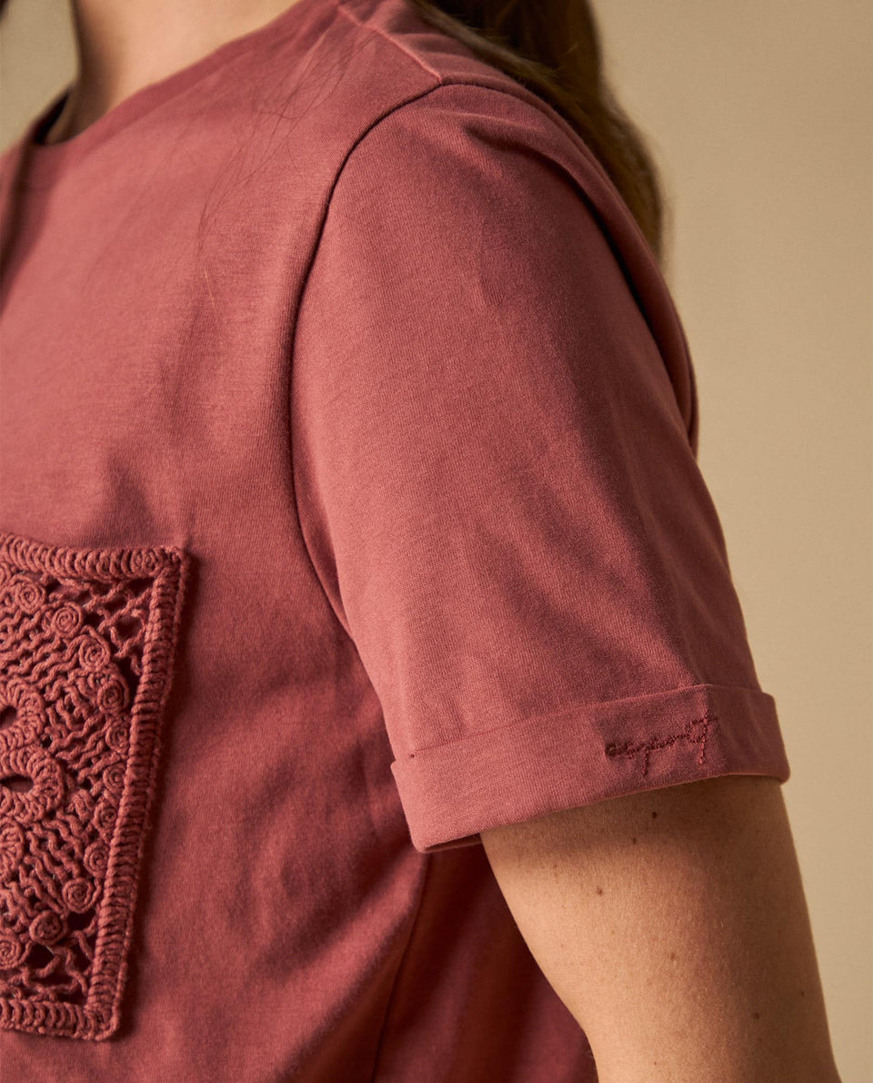 Camiseta manga corta con bolsillo bordado - Rosa 34_601H000_ROS181435_4