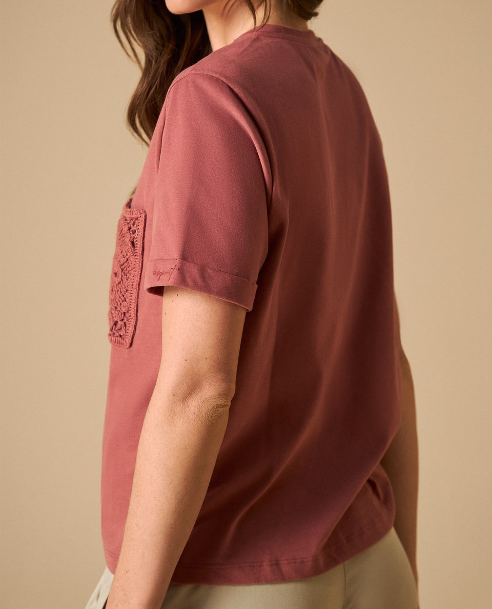 Camiseta manga corta con bolsillo bordado - Rosa 34_601H000_ROS181435_5