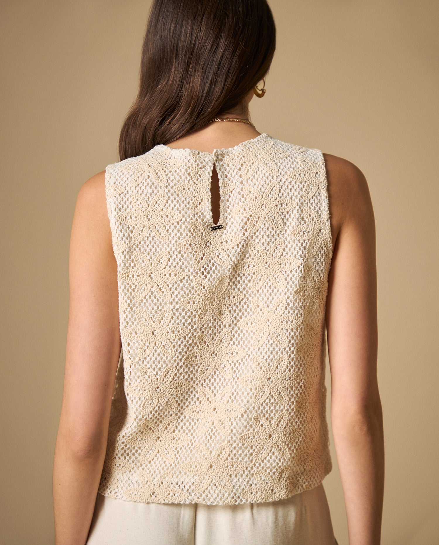 Camiseta tejido con textura manga sisa cuello redondo - Blanco