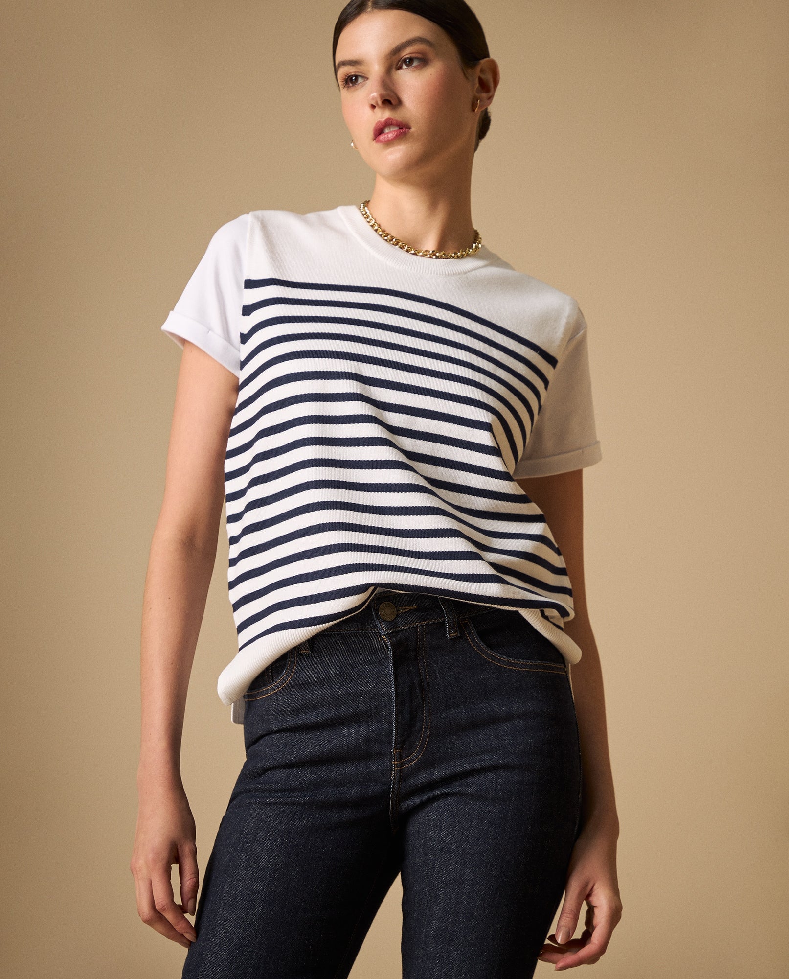 Camiseta bordada manga corta cuello redondo - Crudo 34_601H205_CRU144500_6