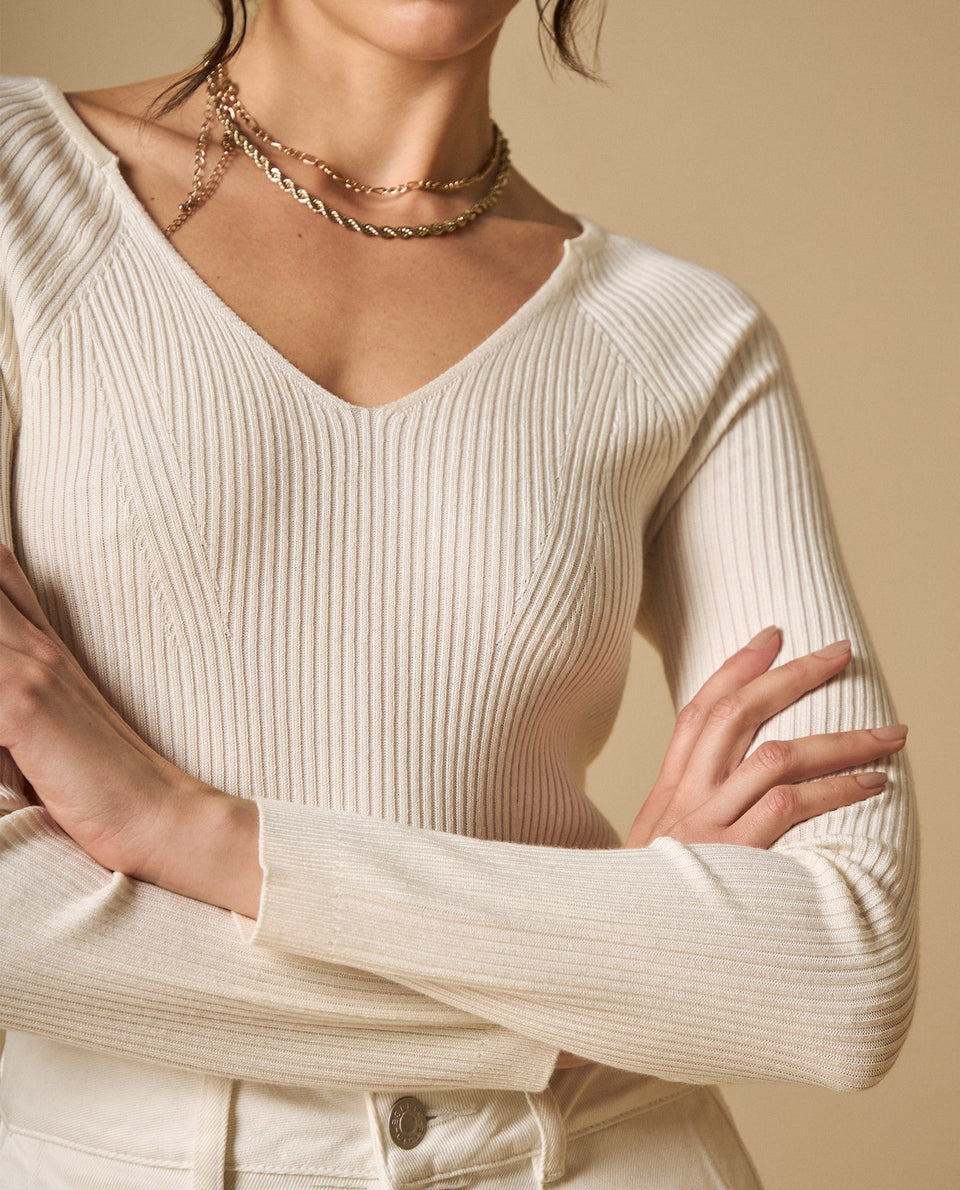 Camiseta bordada manga corta cuello redondo - Beige 34_601H211_BEI141212_3