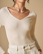 Camiseta bordada manga corta cuello redondo - Beige