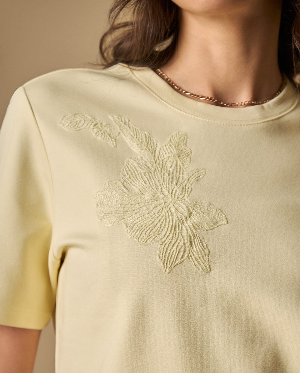 Camiseta con bordado floral manga corta - Amarillo 34_601H216_AMA120714_4