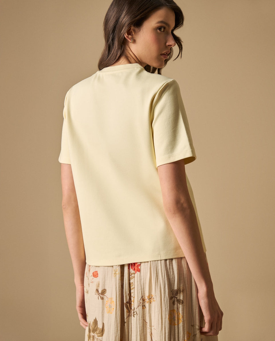 Camiseta con bordado floral manga corta - Amarillo 34_601H216_AMA120714_6