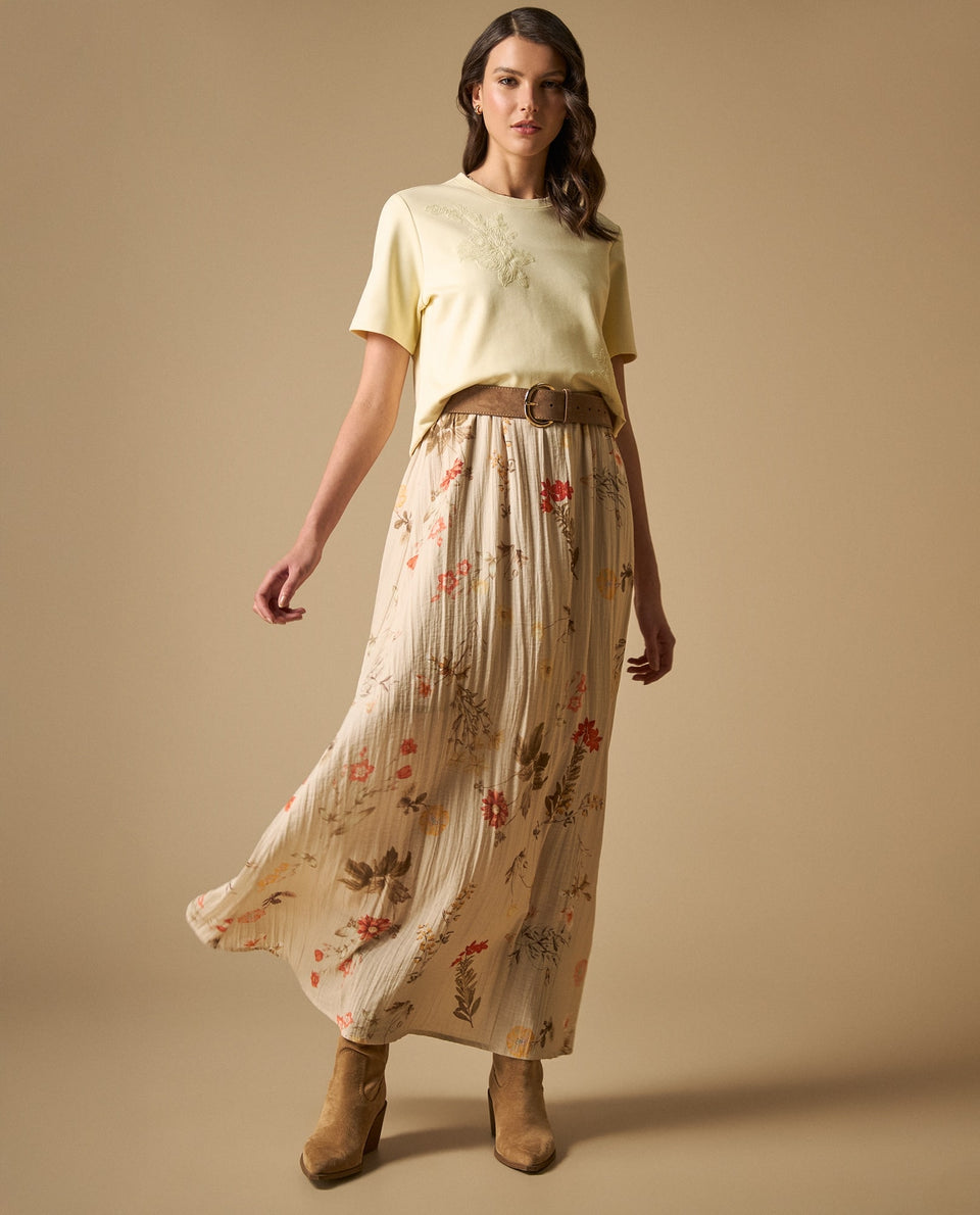 Camiseta con bordado floral manga corta - Amarillo 34_601H216_AMA120714_7