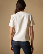 Camiseta con bordado floral manga corta - Crudo