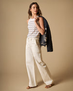 Camiseta tejida cuello halter off shoulder - Crudo