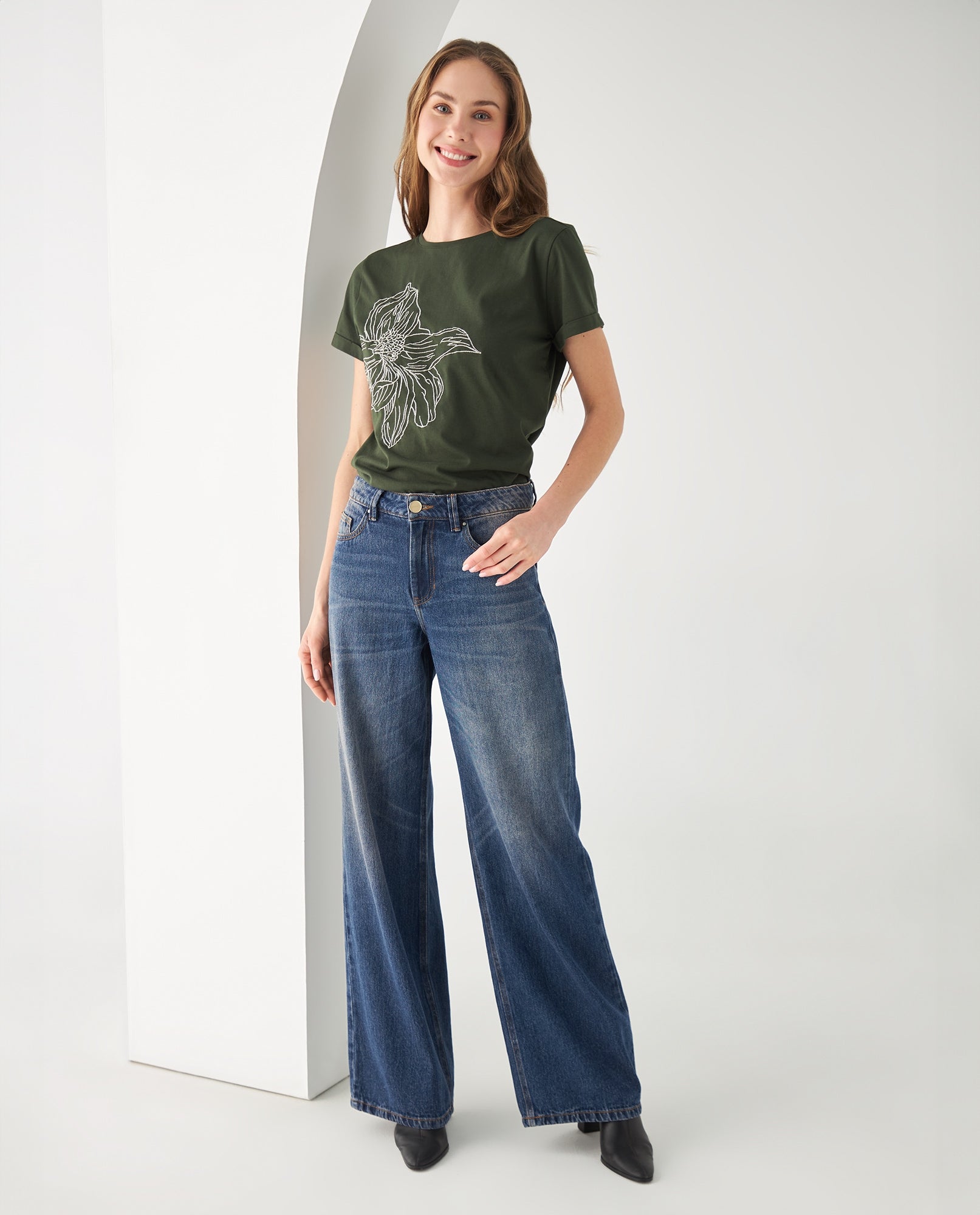 Camiseta con bordado en frente para mujer - Verde 34_602F006_VER185338_5