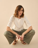 Camiseta con detalles desagujados para mujer - Blanco