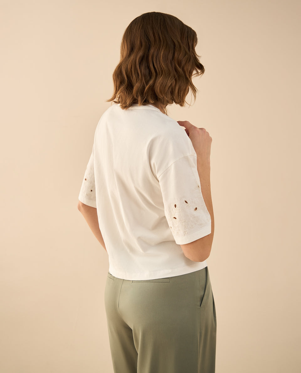 Camiseta con detalles desagujados para mujer - Blanco 34_602G001_BLA114202_4