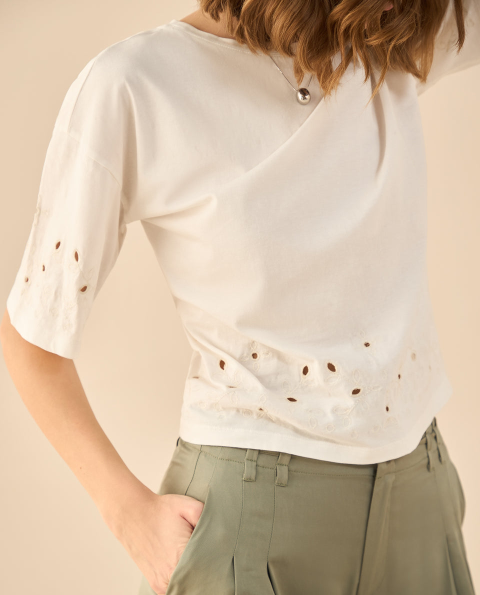 Camiseta con detalles desagujados para mujer - Blanco 34_602G001_BLA114202_7
