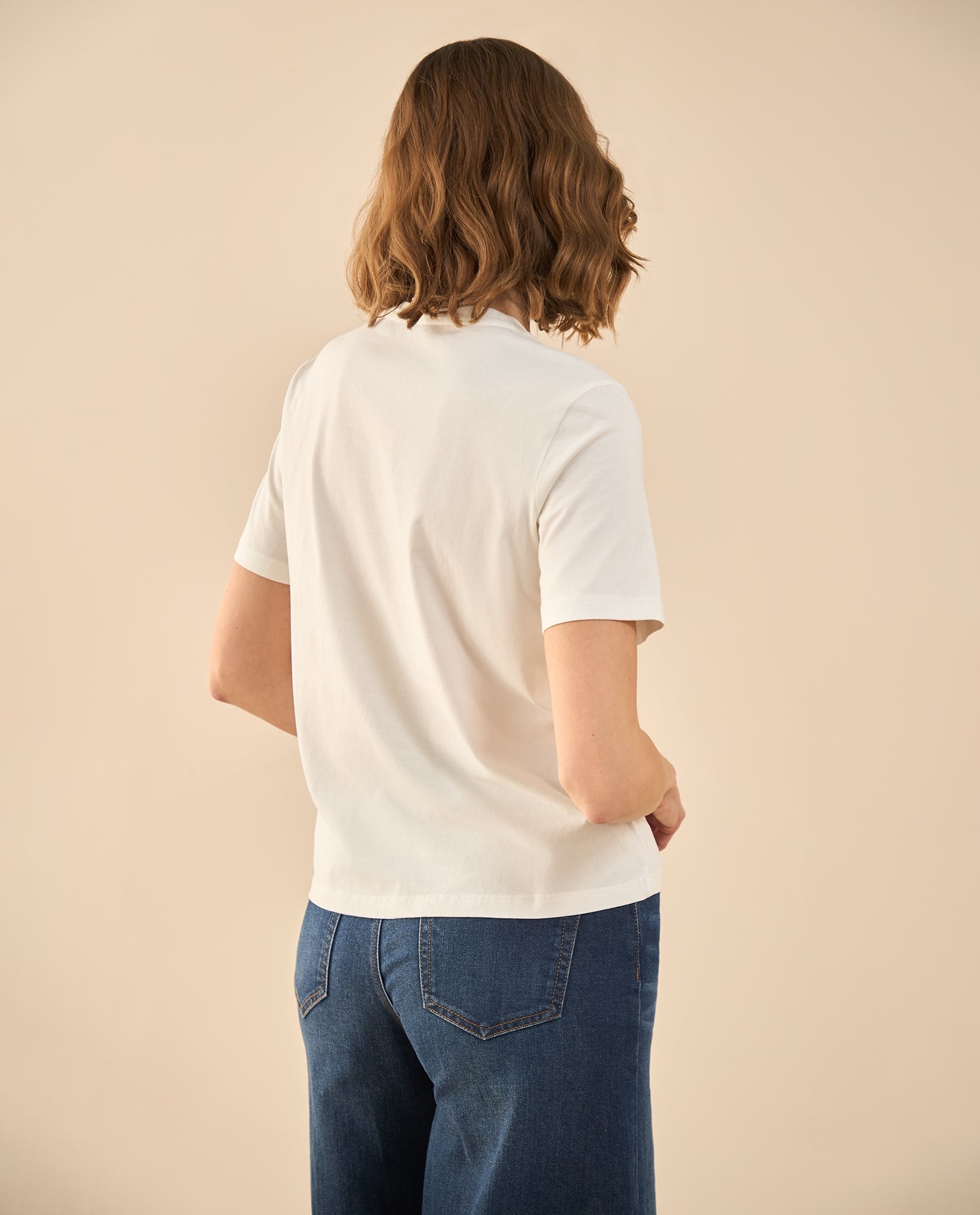 Camiseta estampada con apliques para mujer - Blanco