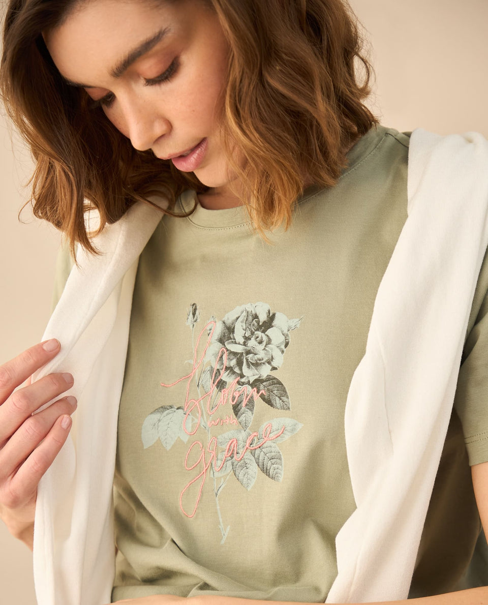Camiseta estampada con apliques para mujer - Verde 34_602G002_VER176212_3