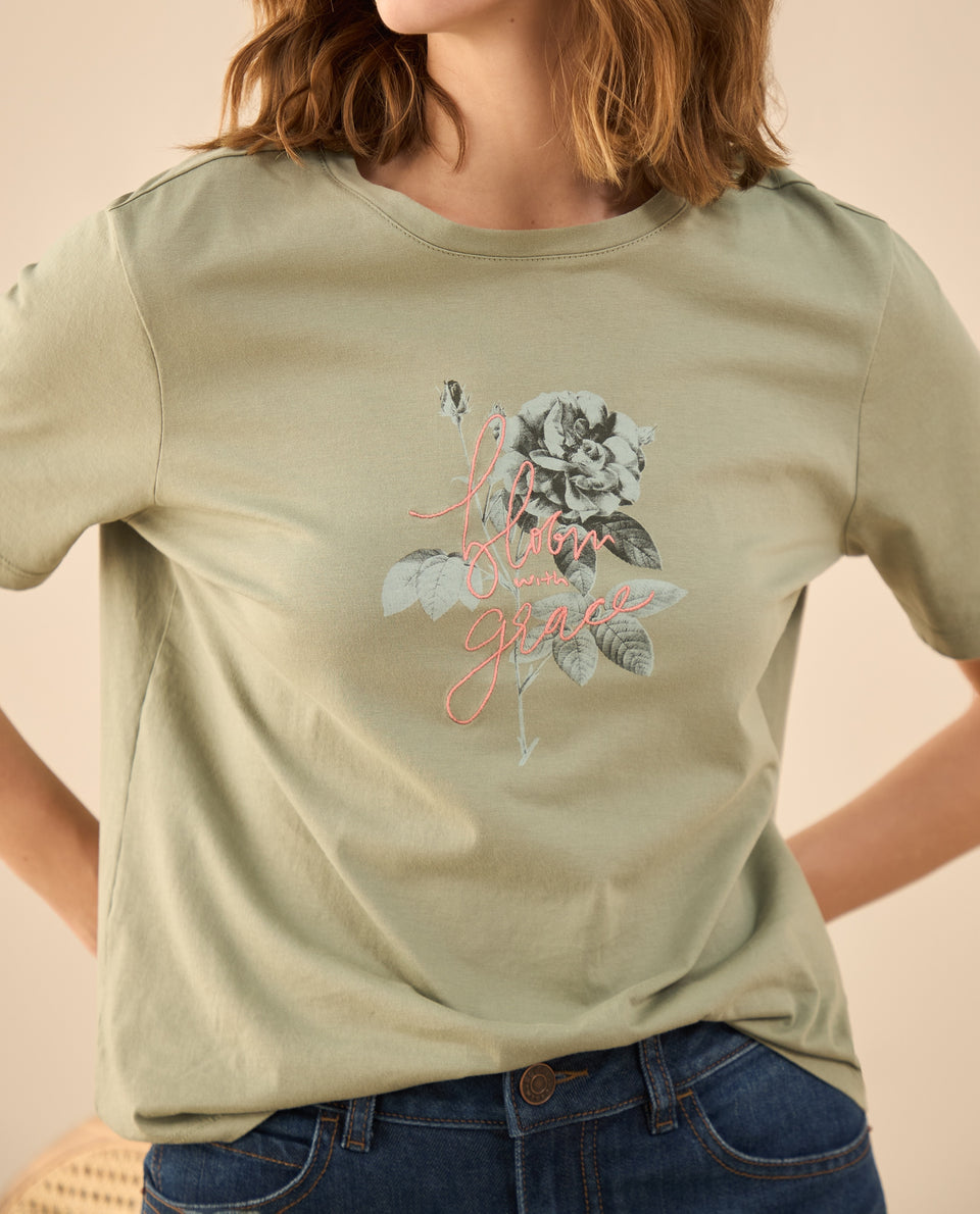 Camiseta estampada con apliques para mujer - Verde 34_602G002_VER176212_5