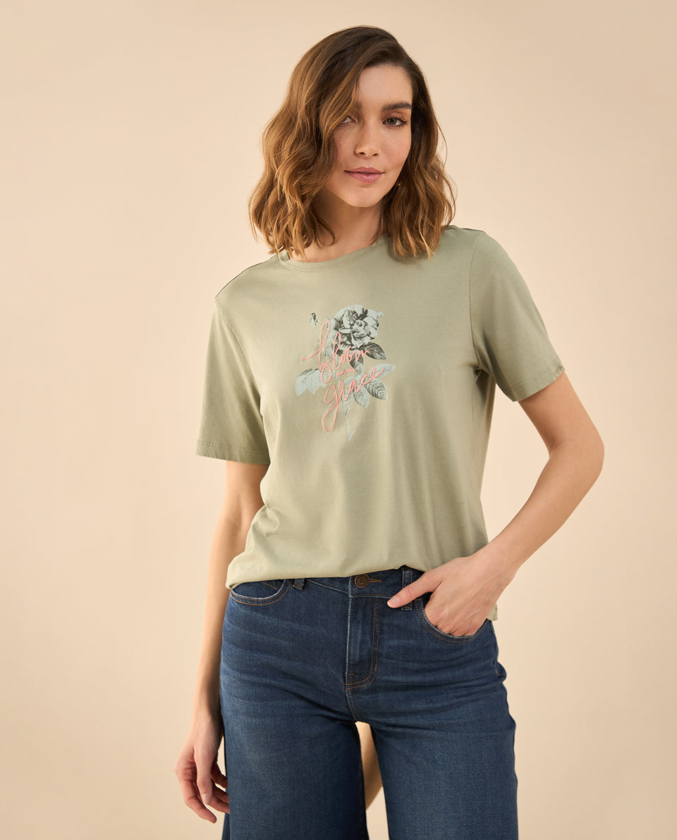 Camiseta estampada con apliques para mujer - Verde 34_602G002_VER176212_6