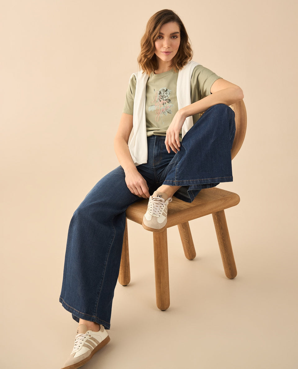 Camiseta estampada con apliques para mujer - Verde 34_602G002_VER176212_7