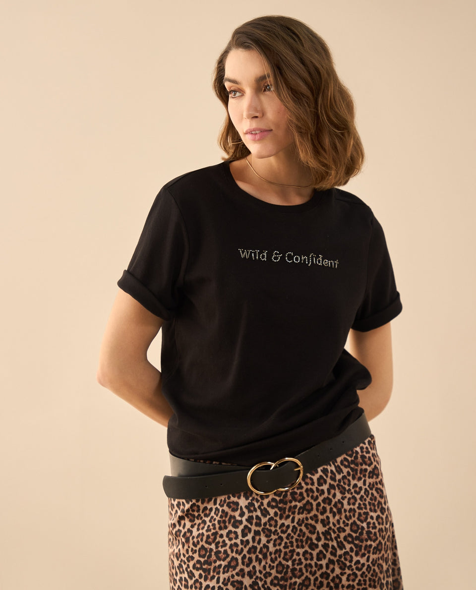 Camiseta con apliques en frente para mujer - Negro 34_602G005_NEG190303_6