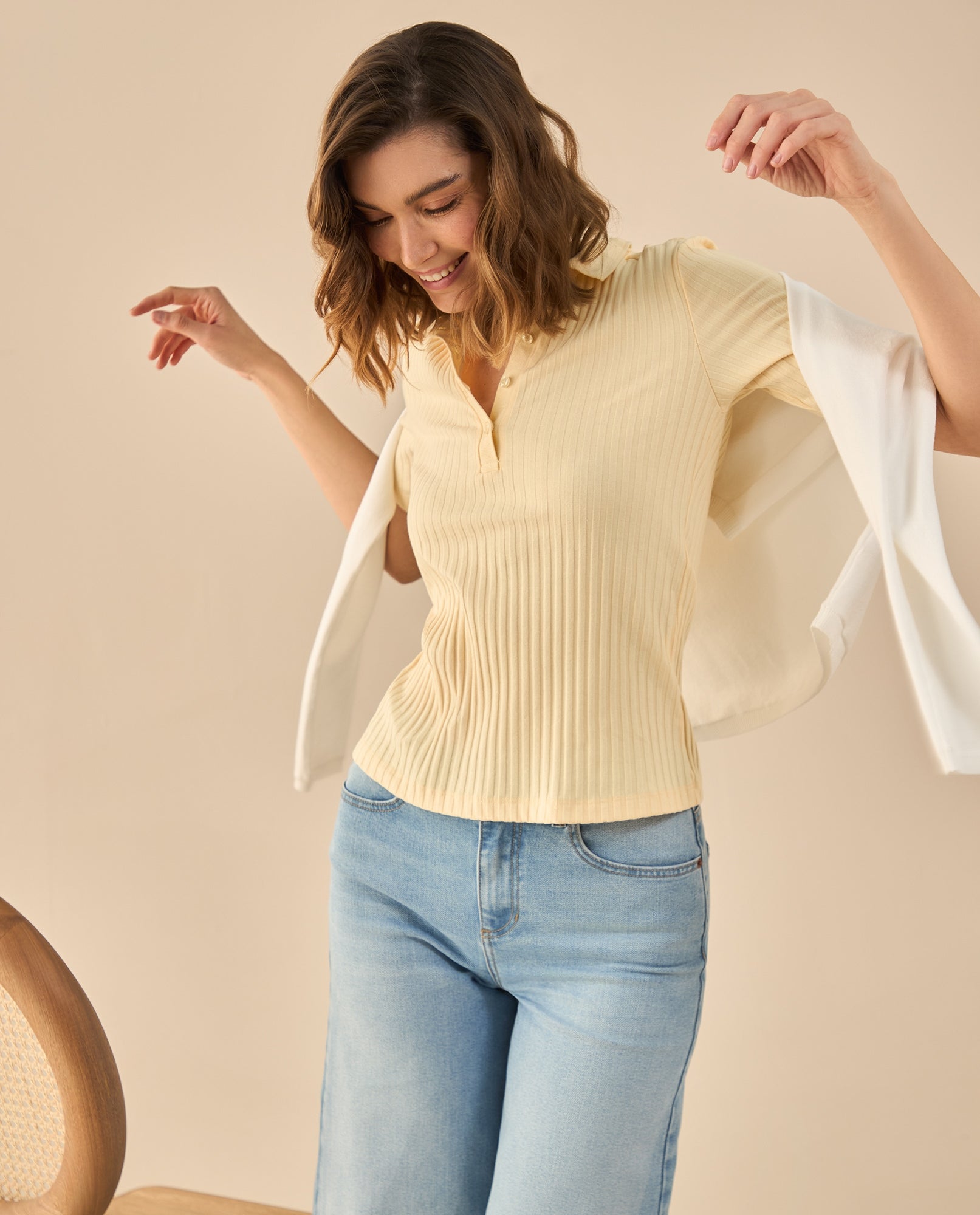 Camiseta tipo polo para mujer - Amarillo 34_602G020_AMA130917_0