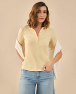 Camiseta tipo polo para mujer - Amarillo