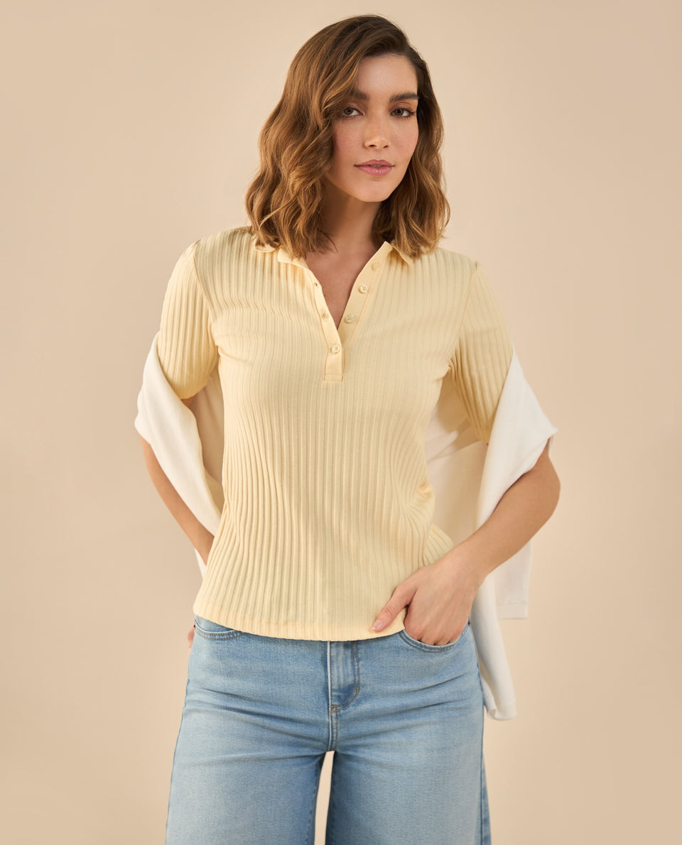 Camiseta tipo polo para mujer - Amarillo 34_602G020_AMA130917_6