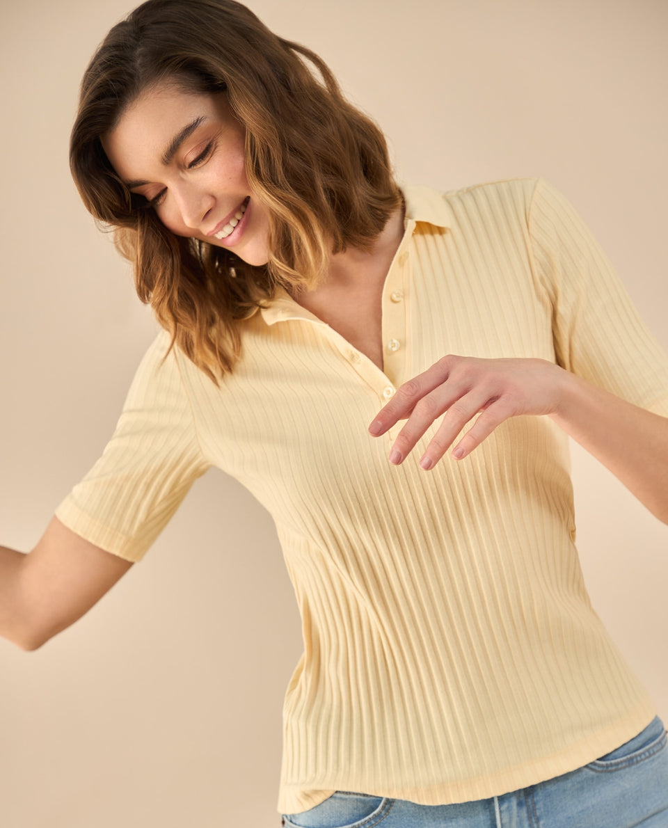 Camiseta tipo polo para mujer - Amarillo 34_602G020_AMA130917_7