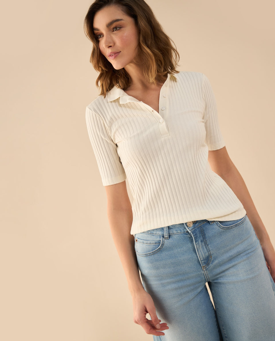 Camiseta tipo polo para mujer - Blanco 34_602G020_BLA114202_5