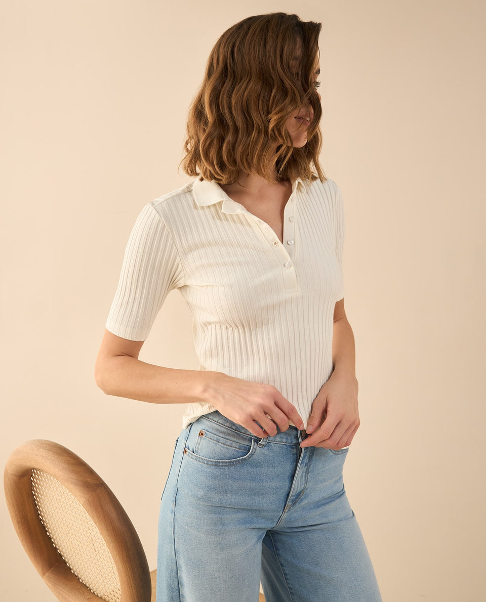 Camiseta tipo polo para mujer - Blanco 34_602G020_BLA114202_6