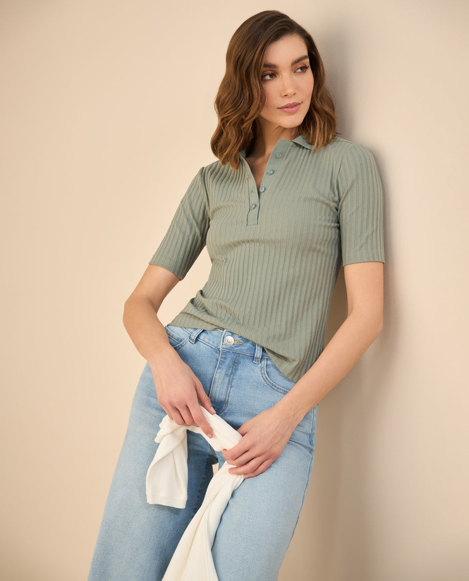 Camiseta tipo polo para mujer - Verde 34_602G020_VER176212_7