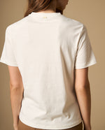 Camiseta manga corta con bordado floral - Blanco