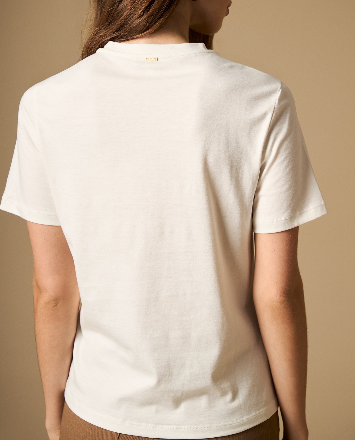 Camiseta manga corta con bordado floral - Blanco