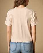 Camiseta manga corta con bordado floral - Crudo